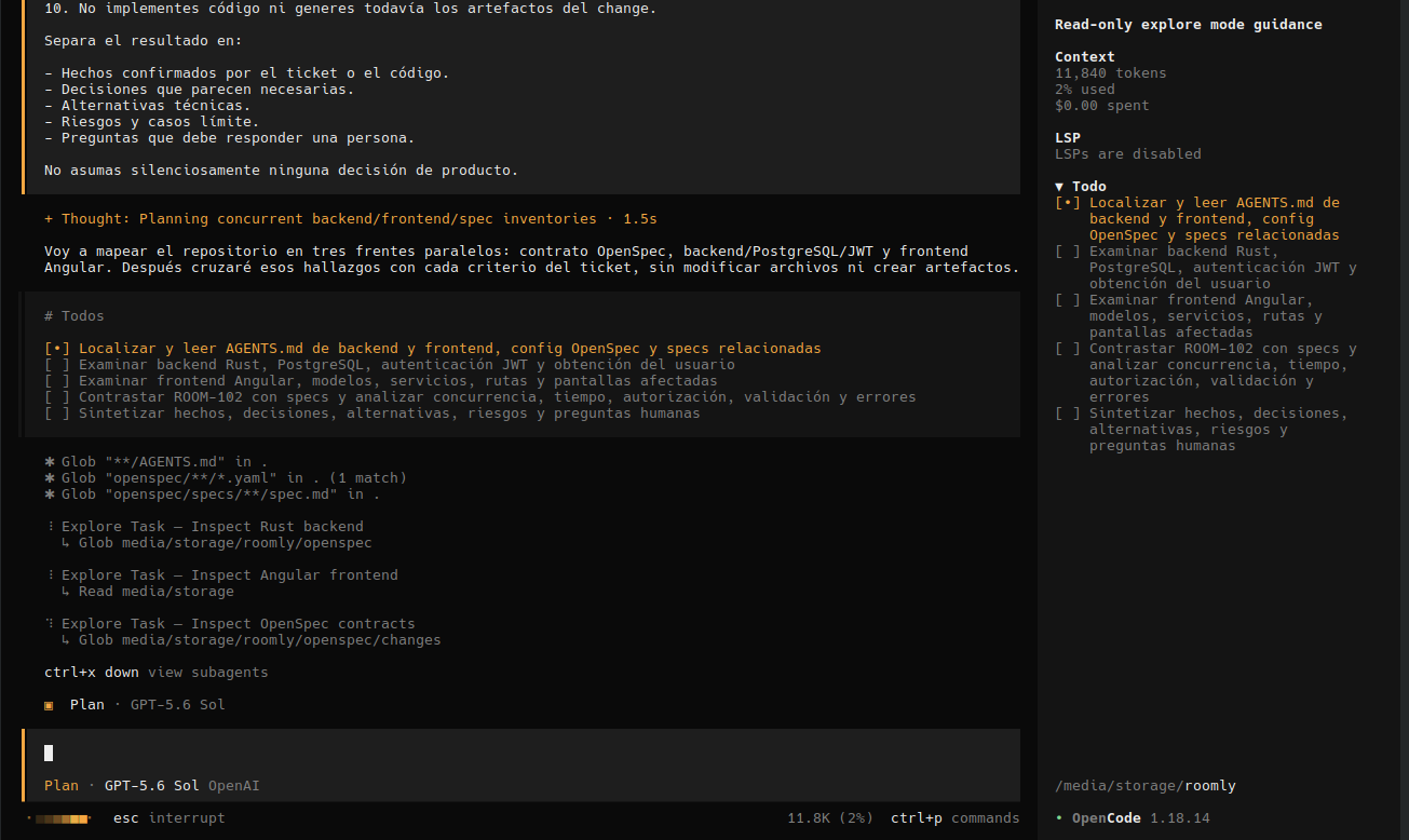 Exploration phase: opencode with openspec processing our requirements ticket